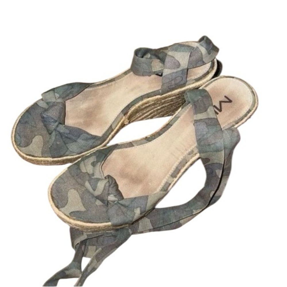 MW Camo Espadrille Wedge Ankle Wrap Tie Up Sandals Casual Shoes